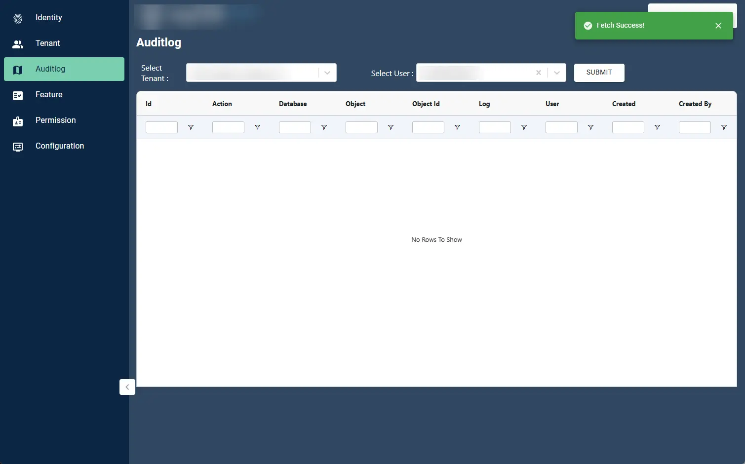 Admin Portal: a multi-tenant identity portal — user, role, permission, feature and audit-log management (3 of 7).