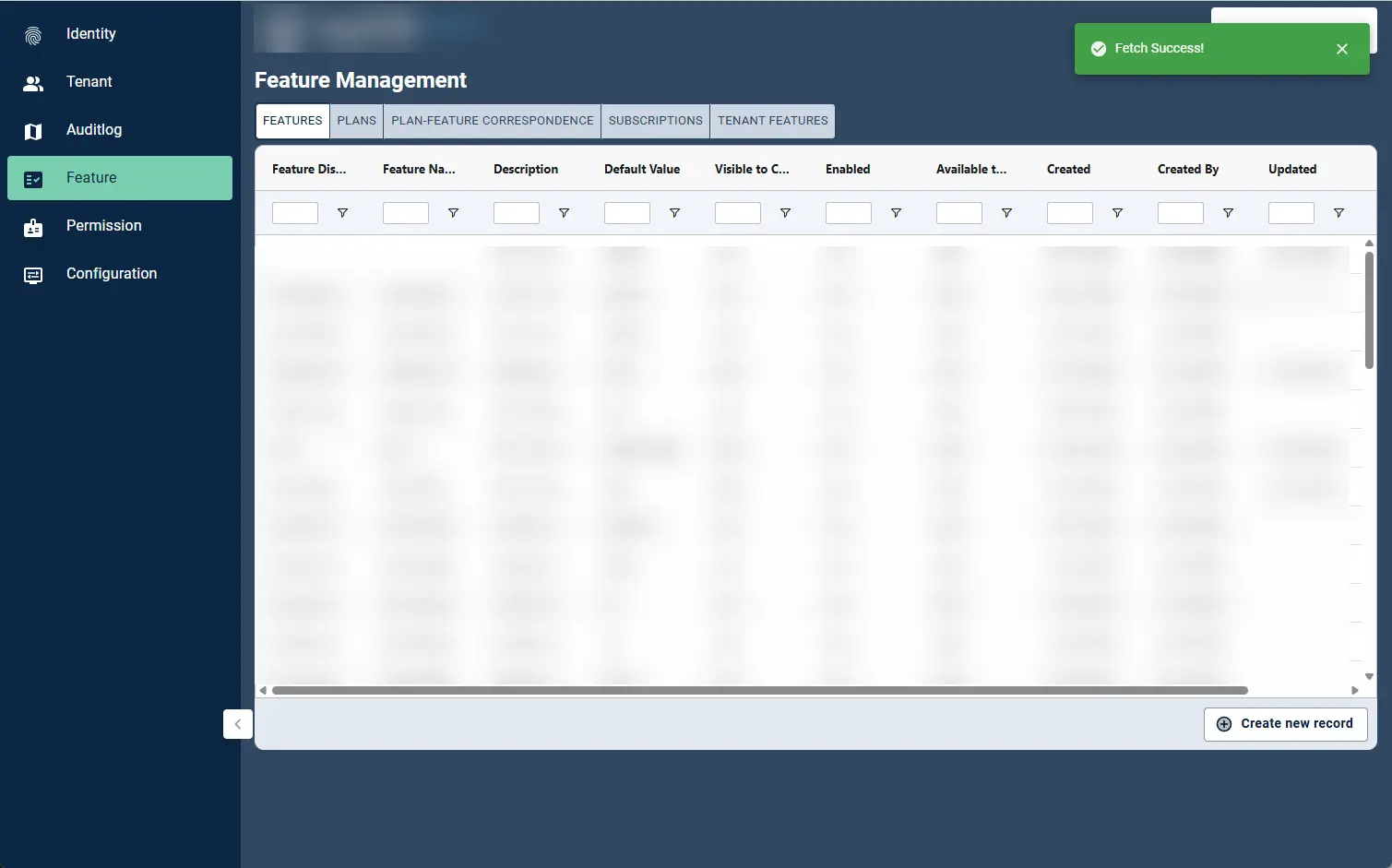 Admin Portal: a multi-tenant identity portal — user, role, permission, feature and audit-log management (4 of 7).