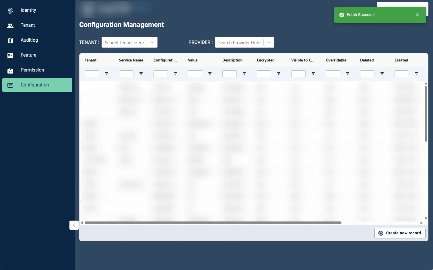 Admin Portal: a multi-tenant identity portal — user, role, permission, feature and audit-log management (6 of 7).