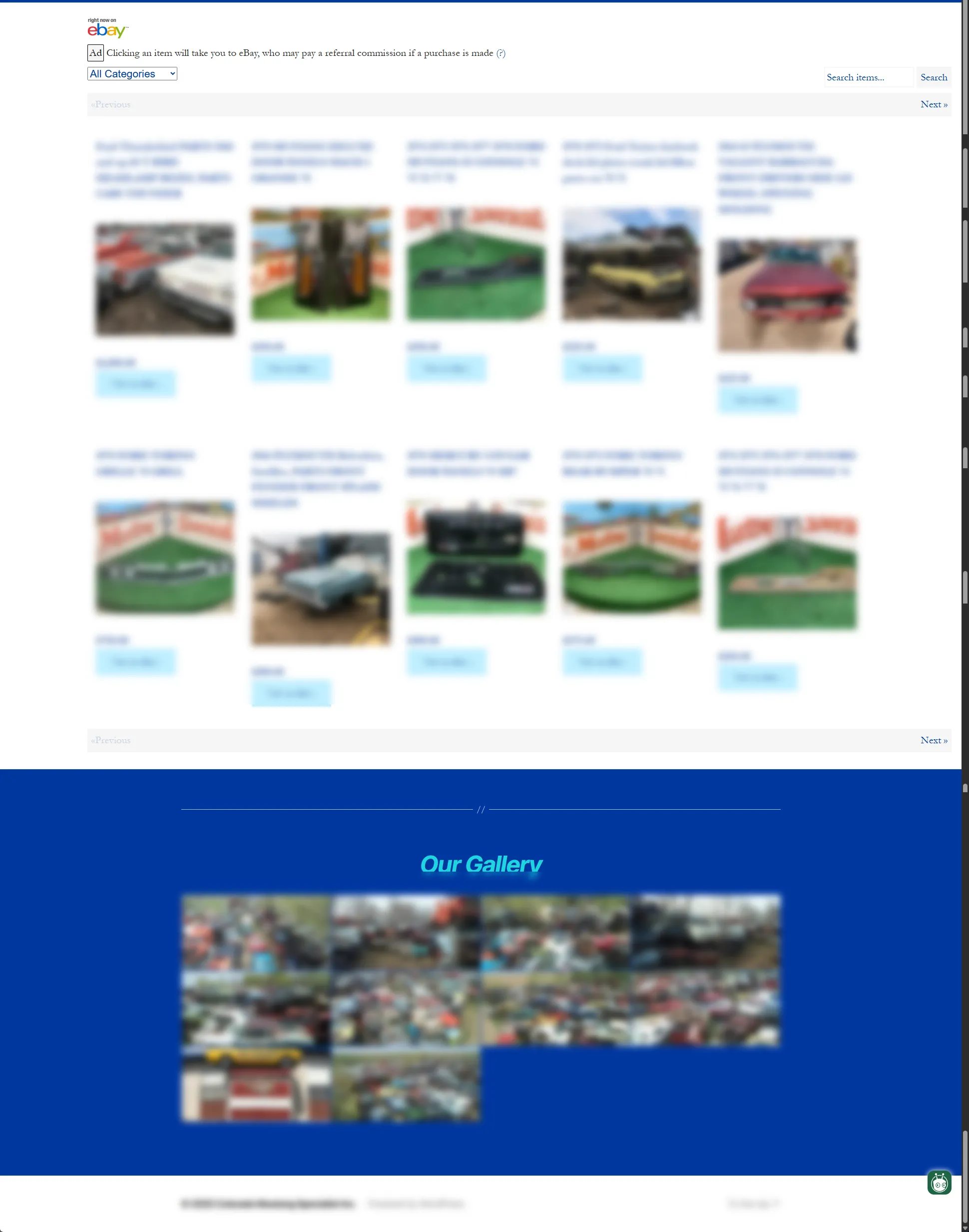 Online Mustang Car Parts: a classic Mustang parts and service storefront — catalogue and enquiry pages (2 of 2).
